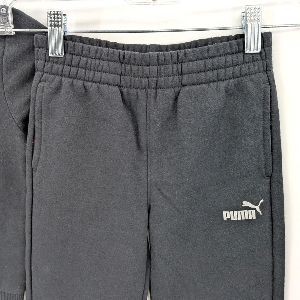 Puma black logo hoodie jogger set youth XXS 3 4 athletic activewear - Picture 6 of 8